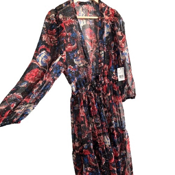 NWT Dex Black Tape Floral Paisley Kimono - Picture 5 of 9